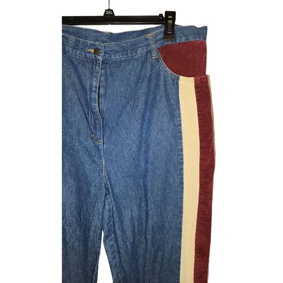 Vintage 20T Denim Pants With Corduroy Stripes Pockets - Picture 6 of 9